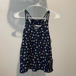 V-neck navy floral tank top